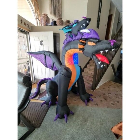 Halloween Inflatables 7 FT Giant Fire & Ice 2 Headed Dragon Outdoor